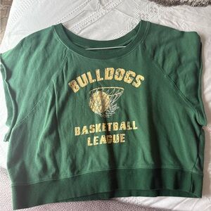 Bulldogs Basketball League Green Cropped Sweatshirt
